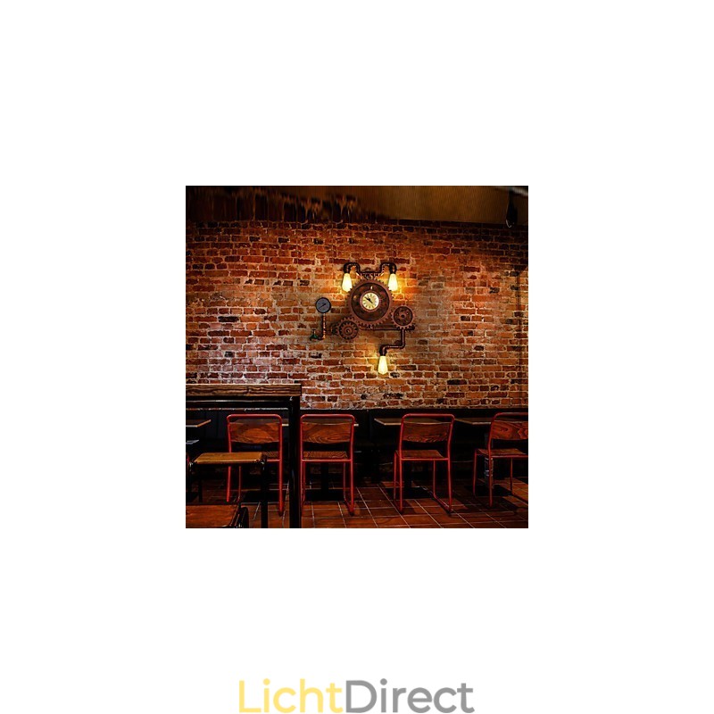 Vintage industriële pijp wandlampen hout tandwielvorm creatieve draaibare verlichting restaurant café bar decoratie verlichting