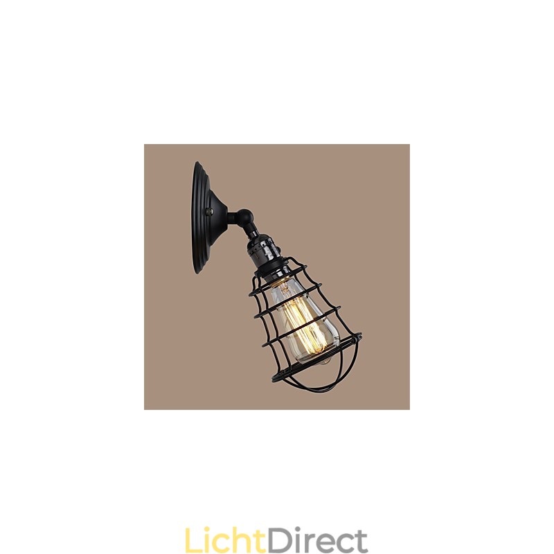 Met schakelaar Vintage 1 Licht Industriële Zwarte Metalen Kooi Loft Wandlamp Woonkamer Eetkamer Hal Café Bars Bar Wandlamp