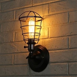 Met schakelaar Vintage 1 Licht Industriële Zwarte Metalen Kooi Loft Wandlamp Woonkamer Eetkamer Hal Café Bars Bar Wandlamp