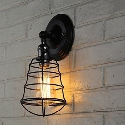 Met schakelaar Vintage 1 Licht Industriële Zwarte Metalen Kooi Loft Wandlamp Woonkamer Eetkamer Hal Café Bars Bar Wandlamp