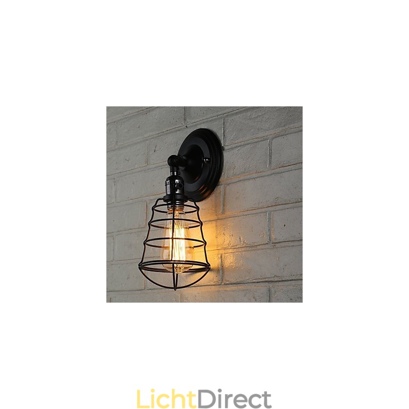 Met schakelaar Vintage 1 Licht Industriële Zwarte Metalen Kooi Loft Wandlamp Woonkamer Eetkamer Hal Café Bars Bar Wandlamp