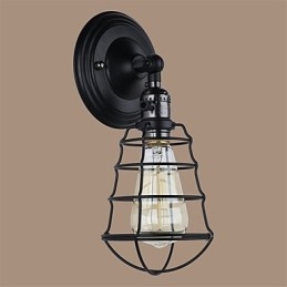 Met schakelaar Vintage 1 Licht Industriële Zwarte Metalen Kooi Loft Wandlamp Woonkamer Eetkamer Hal Café Bars Bar Wandlamp