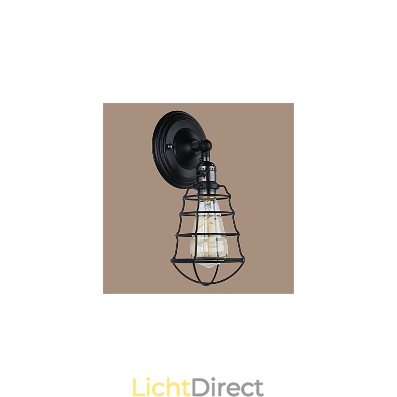 Met schakelaar Vintage 1 Licht Industriële Zwarte Metalen Kooi Loft Wandlamp Woonkamer Eetkamer Hal Café Bars Bar Wandlamp