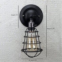 Met schakelaar Vintage 1 Licht Industriële Zwarte Metalen Kooi Loft Wandlamp Woonkamer Eetkamer Hal Café Bars Bar Wandlamp