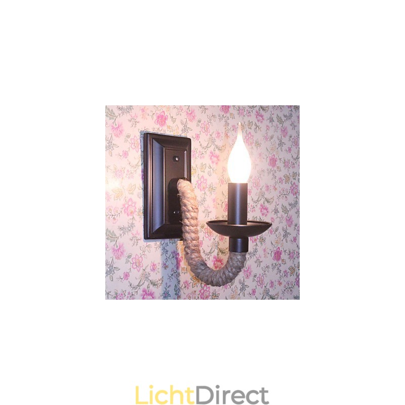 Henneptouw Retro Wandlamp Creatieve Persoonlijkheid Bar IJzeren Kaarslamp