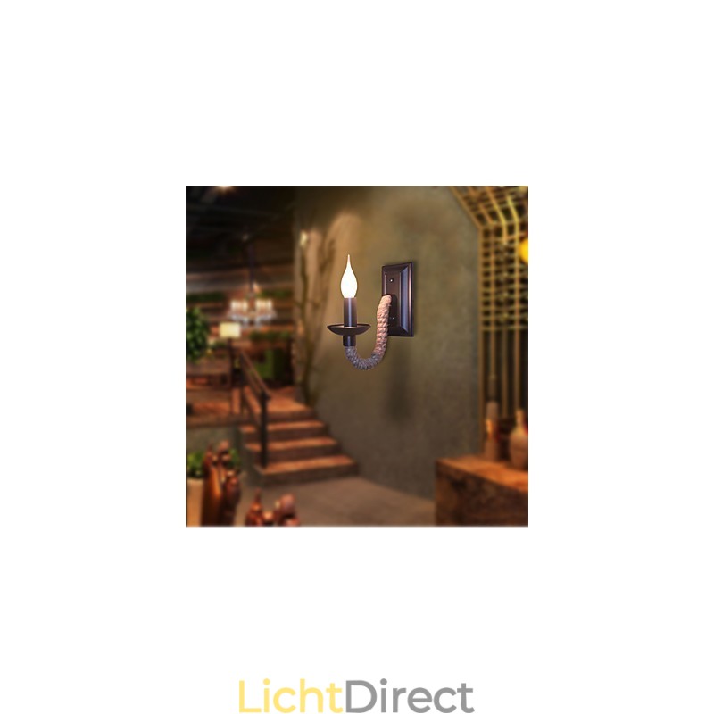 Henneptouw Retro Wandlamp Creatieve Persoonlijkheid Bar IJzeren Kaarslamp