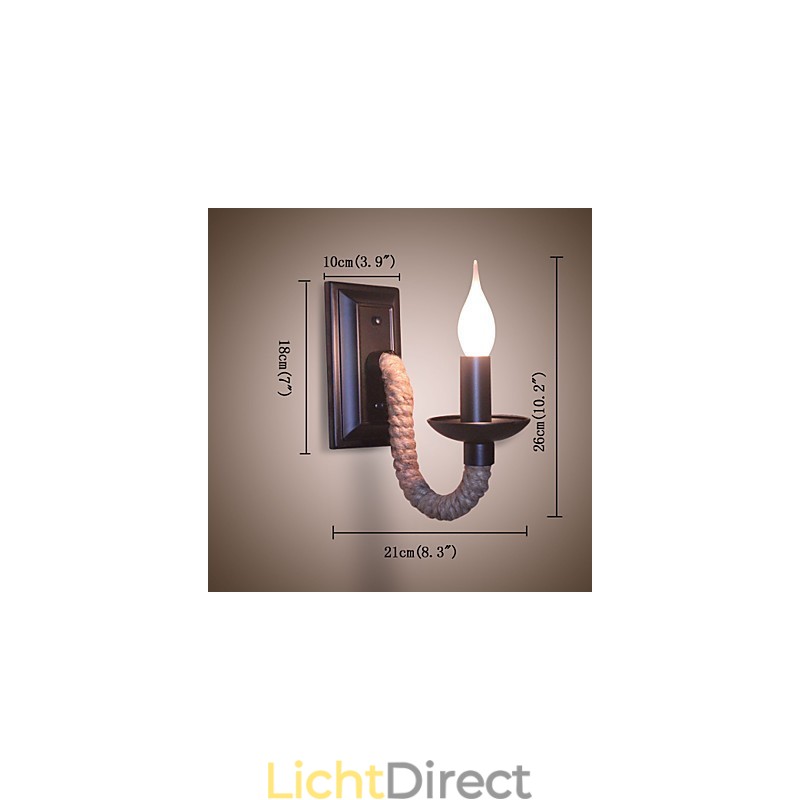 Henneptouw Retro Wandlamp Creatieve Persoonlijkheid Bar IJzeren Kaarslamp