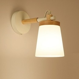 Wandlamp met glazen kap en metalen voet, sfeerverlichting, wandlampen, wandlamp