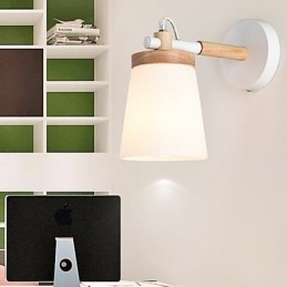 Wandlamp met glazen kap en metalen voet, sfeerverlichting, wandlampen, wandlamp