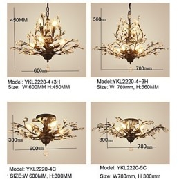 Vintage Crystal Flush Mount 8-lichts metalen schilderij zwart OF goud