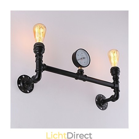 Vintage industriële pijp wandlampen zwarte creatieve verlichting restaurant café bar decoratieve verlichting met 2 licht geverfde afwerking Vintage industriële pijp wandlampen zwarte creatieve verlichting restaurant café bar decoratieve verlichting met 2 licht geverfde afwerking