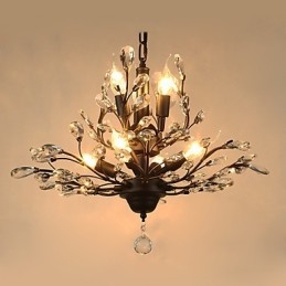 Vintage Crystal Flush Mount 8-lichts metalen schilderij zwart OF goud