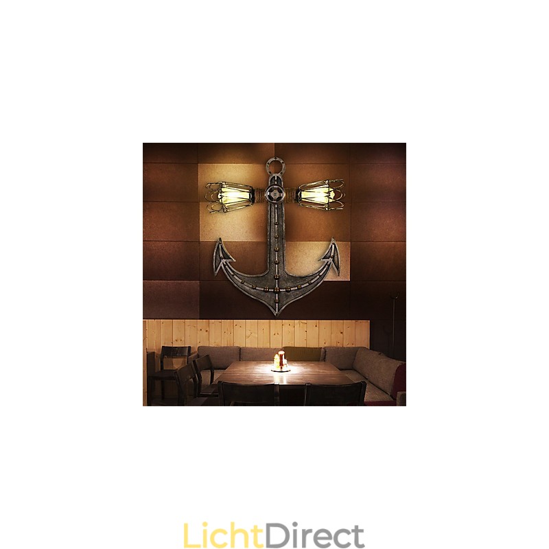 Vintage Industriële Wandlampen Houten Boot Anker Vorm Creatieve Restaurant Café Bar Decoratieverlichting