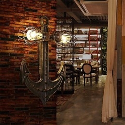 Vintage Industriële Wandlampen Houten Boot Anker Vorm Creatieve Restaurant Café Bar Decoratieverlichting