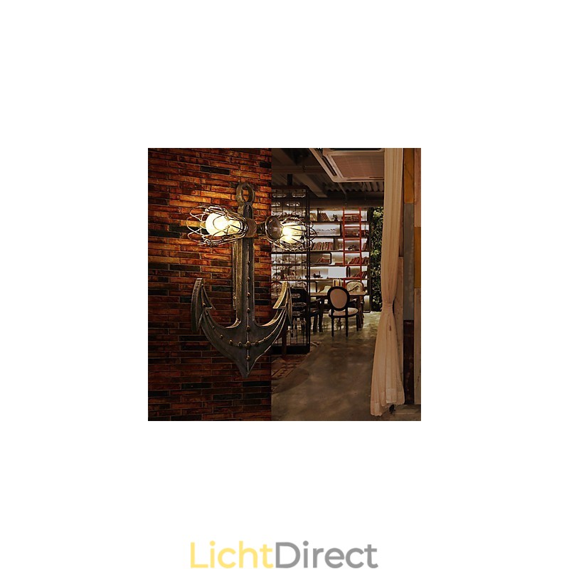 Vintage Industriële Wandlampen Houten Boot Anker Vorm Creatieve Restaurant Café Bar Decoratieverlichting