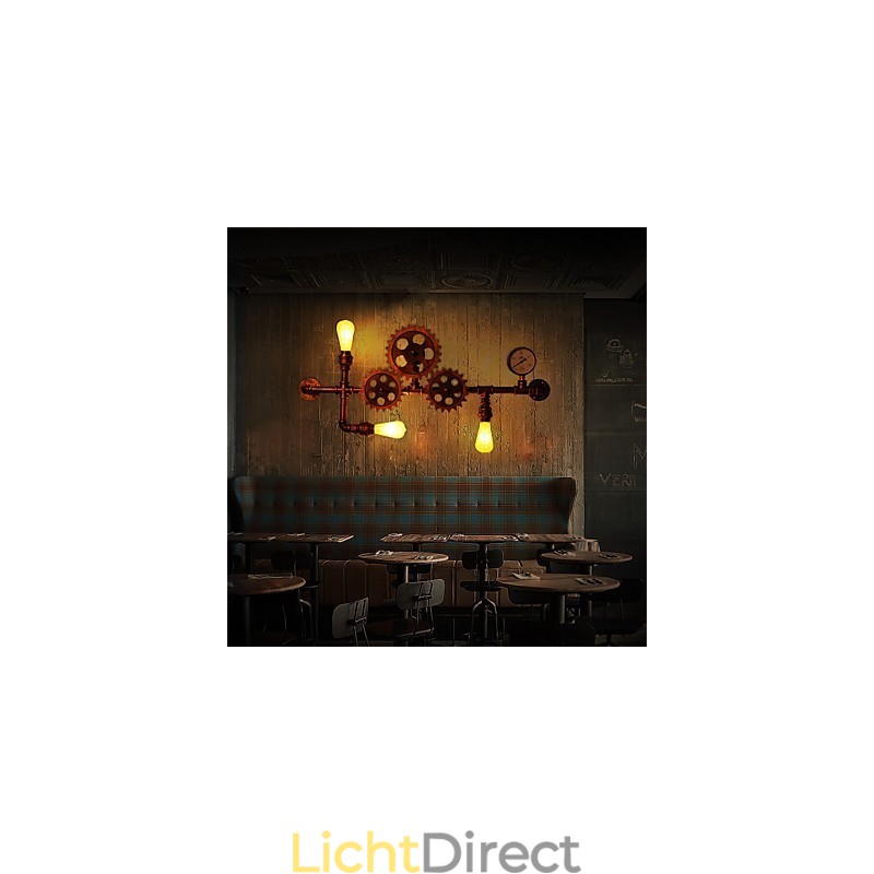 Vintage Industriële Pijp Wandlampen Houten Helm Vorm Creatieve Draaibare Verlichting Restaurant Café Bar Decoratieverlichting