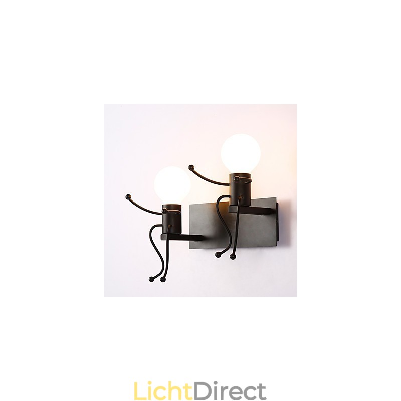 Robotvorm Vintage Metaal Industrieel Loft Rustiek Wandlamp Bar Café Entree Hal Wandlamp Zwart Wit Optioneel