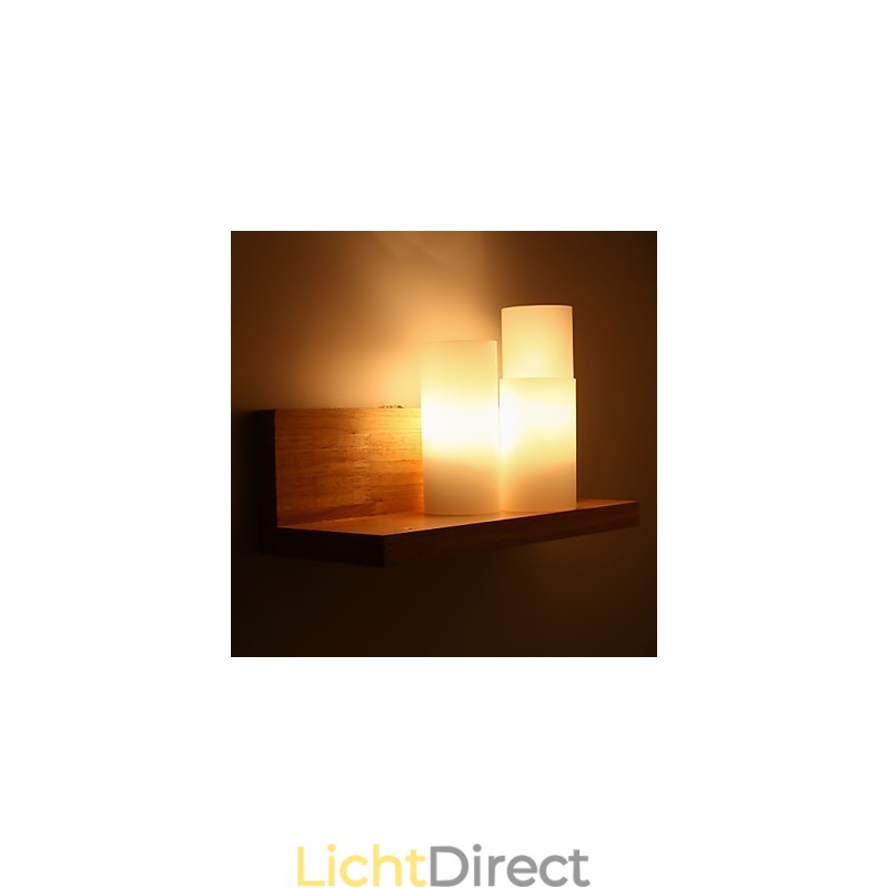Houten wandlampen 3 lampen Landelijk