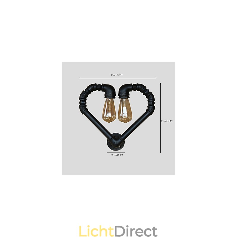 Vintage Waterpijp Liefdevol Hart Creatieve Wandlampen Industrieel Woonkamer Restaurant Bars Café Decoratie Wandlampen