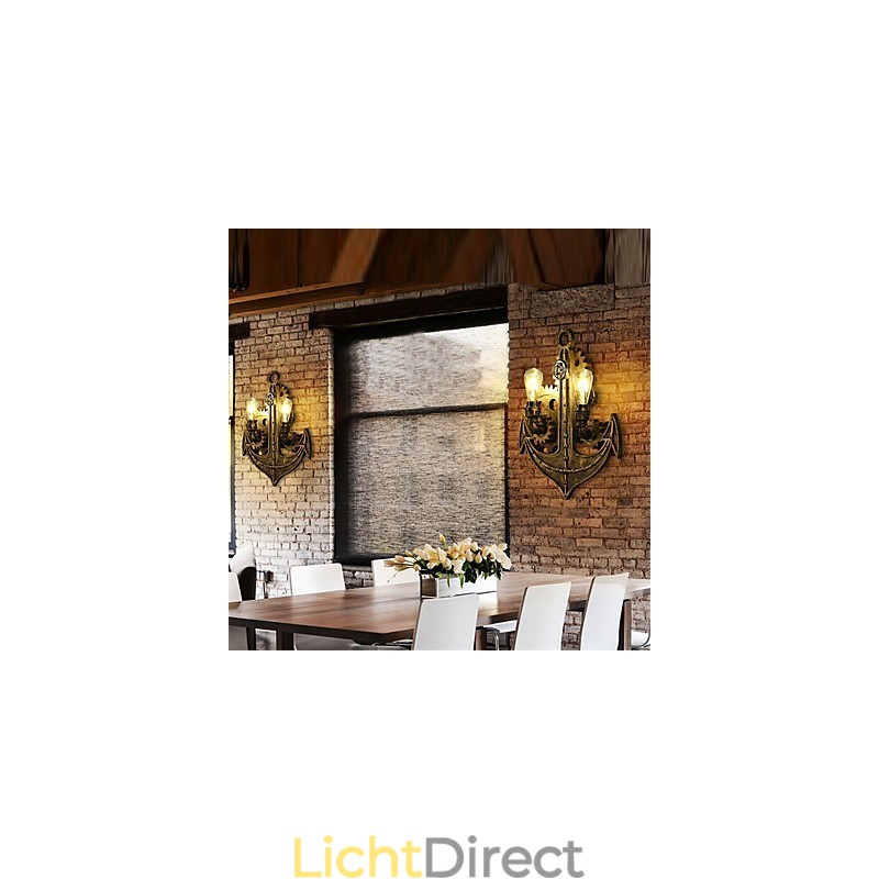 Vintage Industriële Wandlampen Hout Tandwiel Vorm Creatieve Draaibare Verlichting Restaurant Café Bar Decoratieverlichting