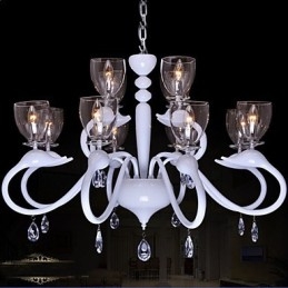 Europese stijl kristallen hanglamp individualiteit creatieve zwaan 12 lichts kroonluchter