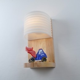 Eenvoudige wandlamp, nachtkastje, bureaulamp met glazen kap en massief hout voor slaapkamer, ladekast, woonkamer, babykamer, studentenkamer, salontafel, boekenkast
