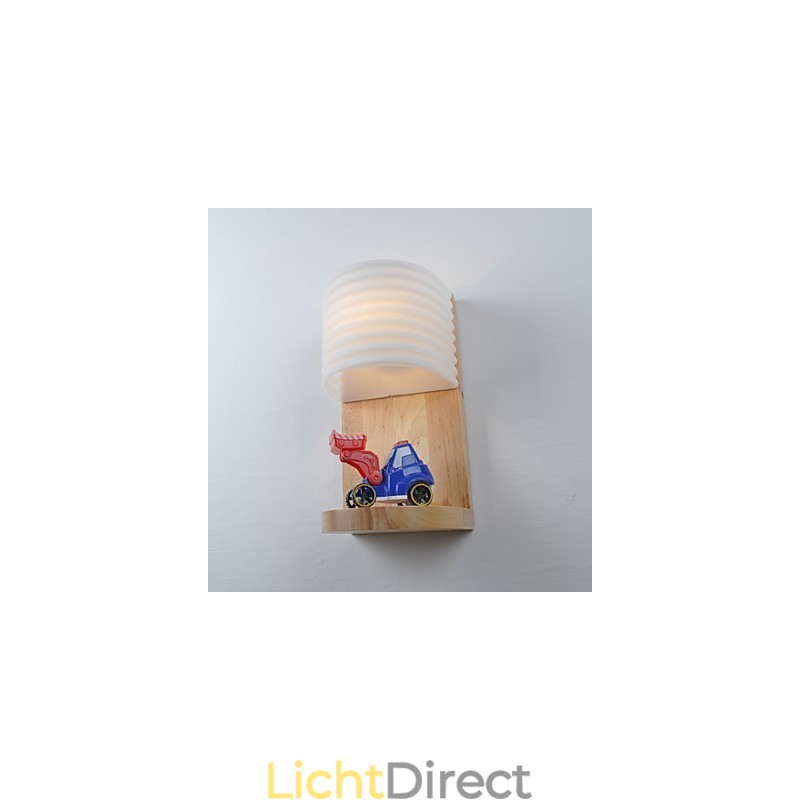 Eenvoudige wandlamp, nachtkastje, bureaulamp met glazen kap en massief hout voor slaapkamer, ladekast, woonkamer, babykamer, studentenkamer, salontafel, boekenkast