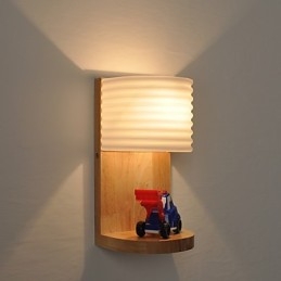 Eenvoudige wandlamp, nachtkastje, bureaulamp met glazen kap en massief hout voor slaapkamer, ladekast, woonkamer, babykamer, studentenkamer, salontafel, boekenkast