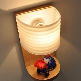 Eenvoudige wandlamp, nachtkastje, bureaulamp met glazen kap en massief hout voor slaapkamer, ladekast, woonkamer, babykamer, studentenkamer, salontafel, boekenkast