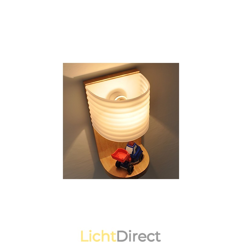 Eenvoudige wandlamp, nachtkastje, bureaulamp met glazen kap en massief hout voor slaapkamer, ladekast, woonkamer, babykamer, studentenkamer, salontafel, boekenkast