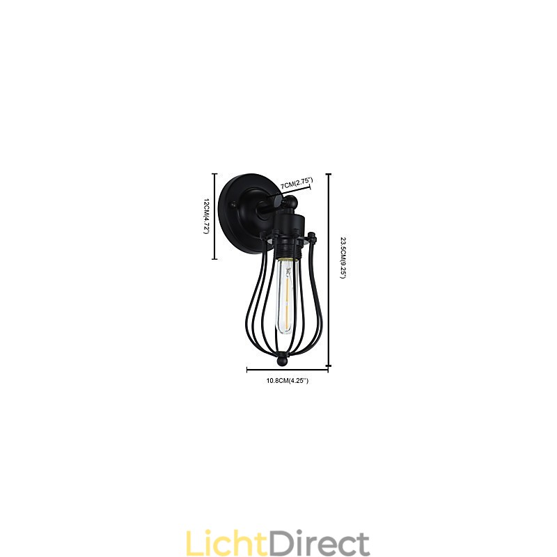 Geschilderde stalen wandlamp Dumb Black American Coffee Decoratie Retro wandlamp Lichtzwaardlamp op de muur