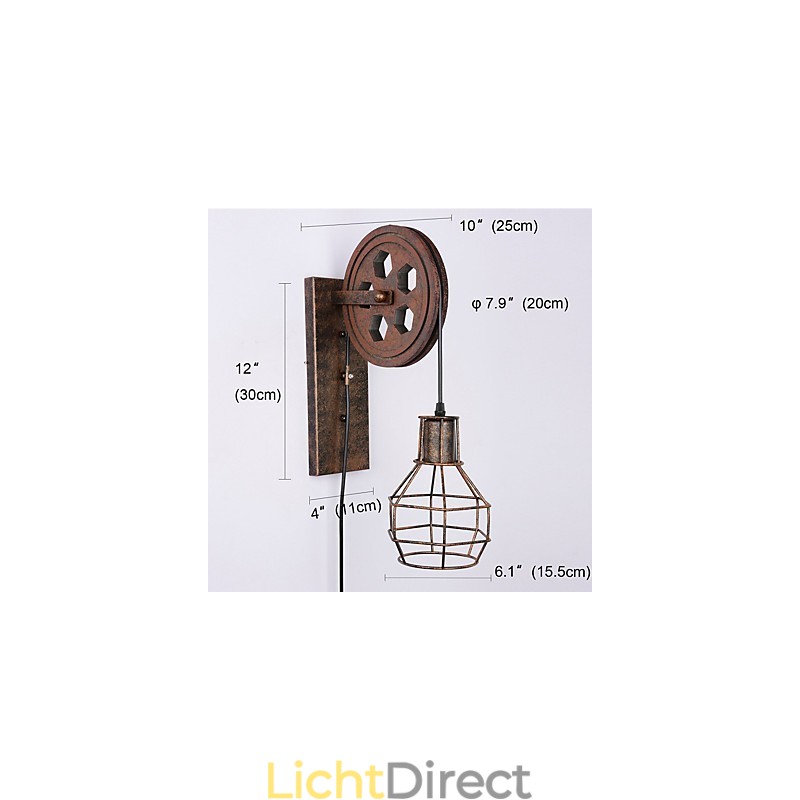 Industriële Retro IJzeren Wandlamp Creatieve Persoonlijkheid Lift Pulley Wandlamp