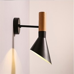 Noord-Europese stijl houtnerf metalen wandlampen woonkamer restaurantlamp hoek verstelbaar