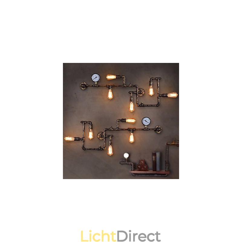 Loft Industriële Wandlampen Antieke Edison Wandlampen met Bollen Vintage Pijp Wandlamp voor Woonkamerverlichting