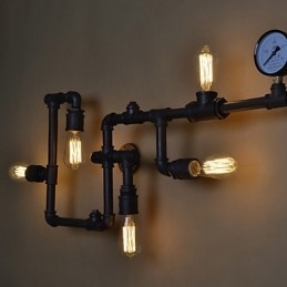 Loft Industriële Wandlampen Antieke Edison Wandlampen met Bollen Vintage Pijp Wandlamp voor Woonkamerverlichting