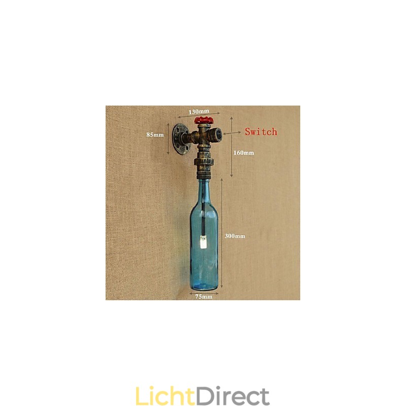 Wandschakelaar met waterpijpfles wandlamp