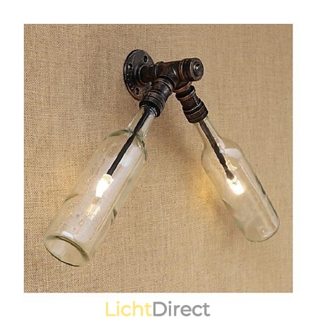 Retro American Village Creative Industry Wind Designer Waterfles Wandlamp Wandlamp Blauw Transparant