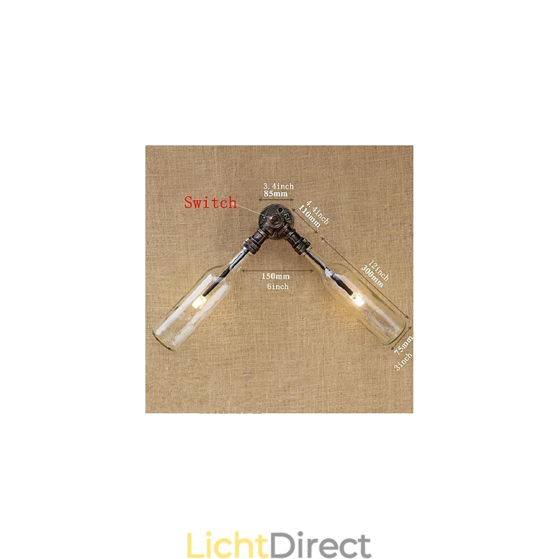 Retro American Village Creative Industry Wind Designer Waterfles Wandlamp Wandlamp Blauw Transparant