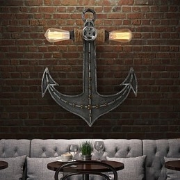 Vintage Industriële Wandlampen Houten Boot Anker Vorm Creatieve Restaurant Café Bar Decoratieverlichting
