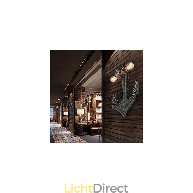 Vintage Industriële Wandlampen Houten Boot Anker Vorm Creatieve Restaurant Café Bar Decoratieverlichting