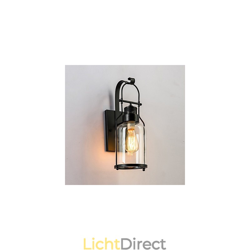 Retro Industriële Loft Lantaarn 1 Lichts Wandlamp met Helder Glas