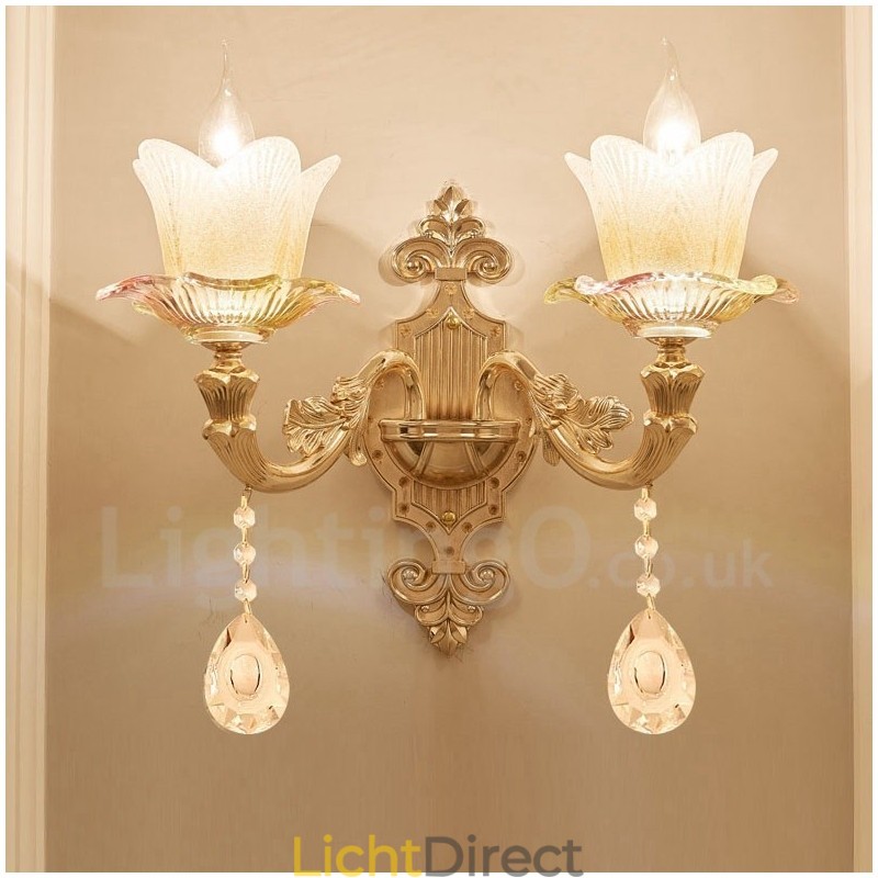 2 Lichte Traditionele Klassieke Woonkamer Eetkamer Slaapkamer Metalen Binnen Wandlampen