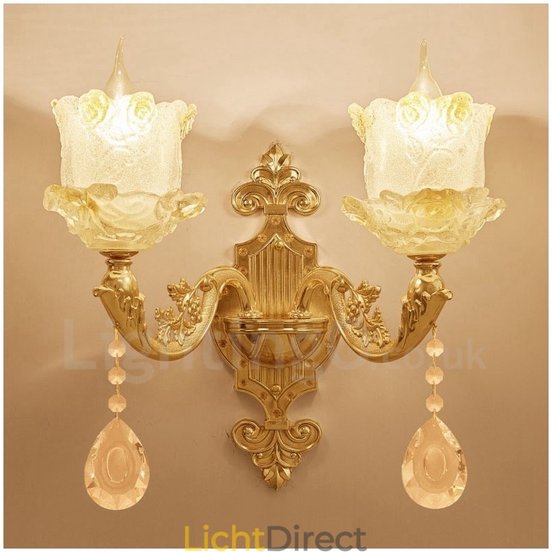 2 Lichte Traditionele Klassieke Woonkamer Eetkamer Slaapkamer Metalen Binnen Wandlampen