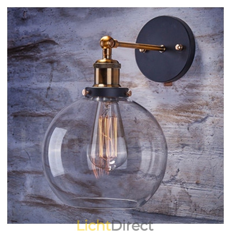 1-lichts rustieke lodge slaapkamer wandlamp met glazen kap