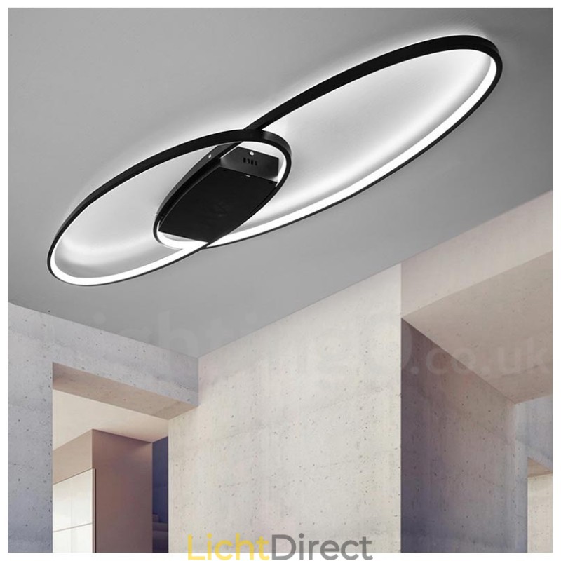 Dimbare ovale moderne eigentijdse aluminium plafondlamp, inbouwlamp voor woonkamer, slaapkamer, kan ook als wandlamp worden gebruikt