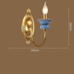 100% puur messing Luxe rustieke retro vintage messing keramiek 1 lichts kaars wandlamp Speciaal voor hotel kantoor showroom woonkamer eetkamer