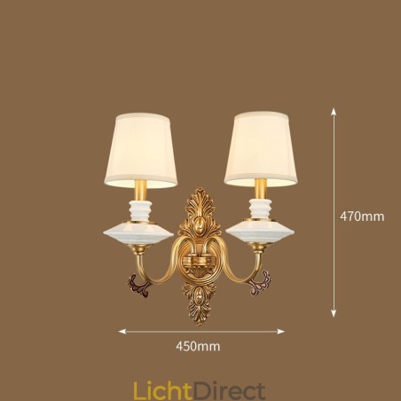 100% puur messing Luxe rustieke retro vintage messing keramiek 2 lichts kaars wandlamp met stoffen kappen Speciaal voor hotel kantoor showroom woonkamer eetkamer 100% puur messing Luxe rustieke retro vintage messing keramiek 2 lichts kaars wandlamp met stoffen kappen Speciaal voor hotel kantoor showroom woonkamer eetkamer