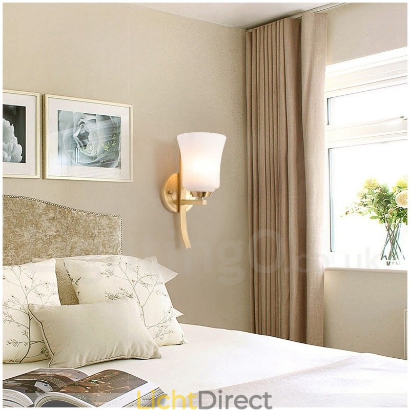 Puur messing luxe rustieke retro vintage messing 1-lichts wandlamp met glazen kap speciaal voor hotel kantoor showroom woonkamer eetkamer