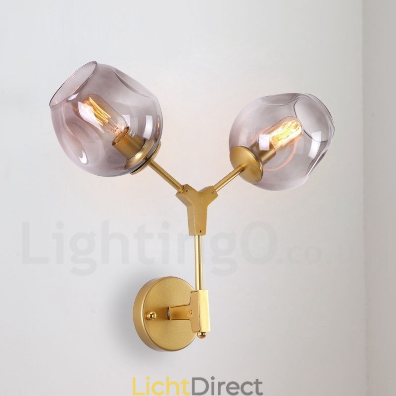 Rustieke Retro Vintage Wandlamp met Twee Lichten en Multi Kleuren Glazen Kap Speciaal voor Hotel Kantoor Showroom Woonkamer Slaapkamer