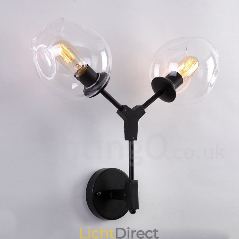 Rustieke Retro Vintage Wandlamp met Twee Lichten en Multi Kleuren Glazen Kap Speciaal voor Hotel Kantoor Showroom Woonkamer Slaapkamer